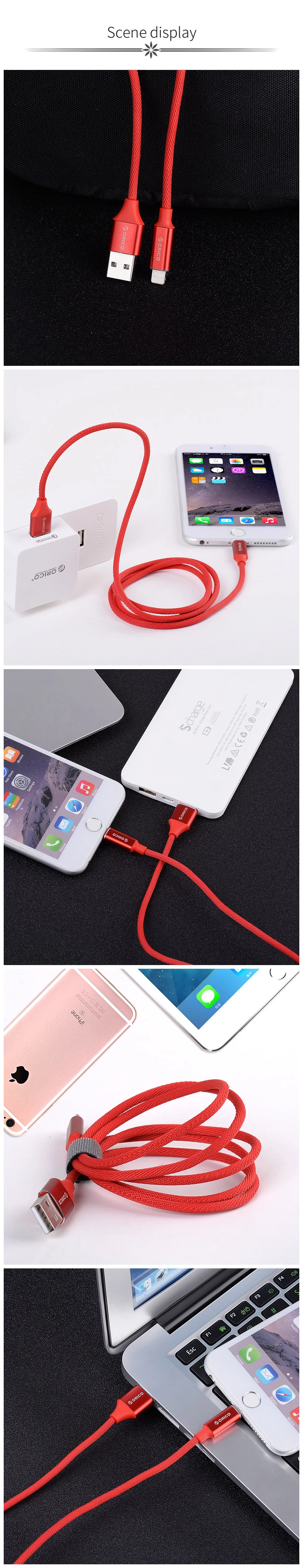 ORICO USB для Apple, кабель для iPhone 6, 6s, 7, джинсовый USB кабель, быстрое зарядное устройство, кабель для передачи данных для Apple iPhone 5, 5S, iPad Air, мини-кабель