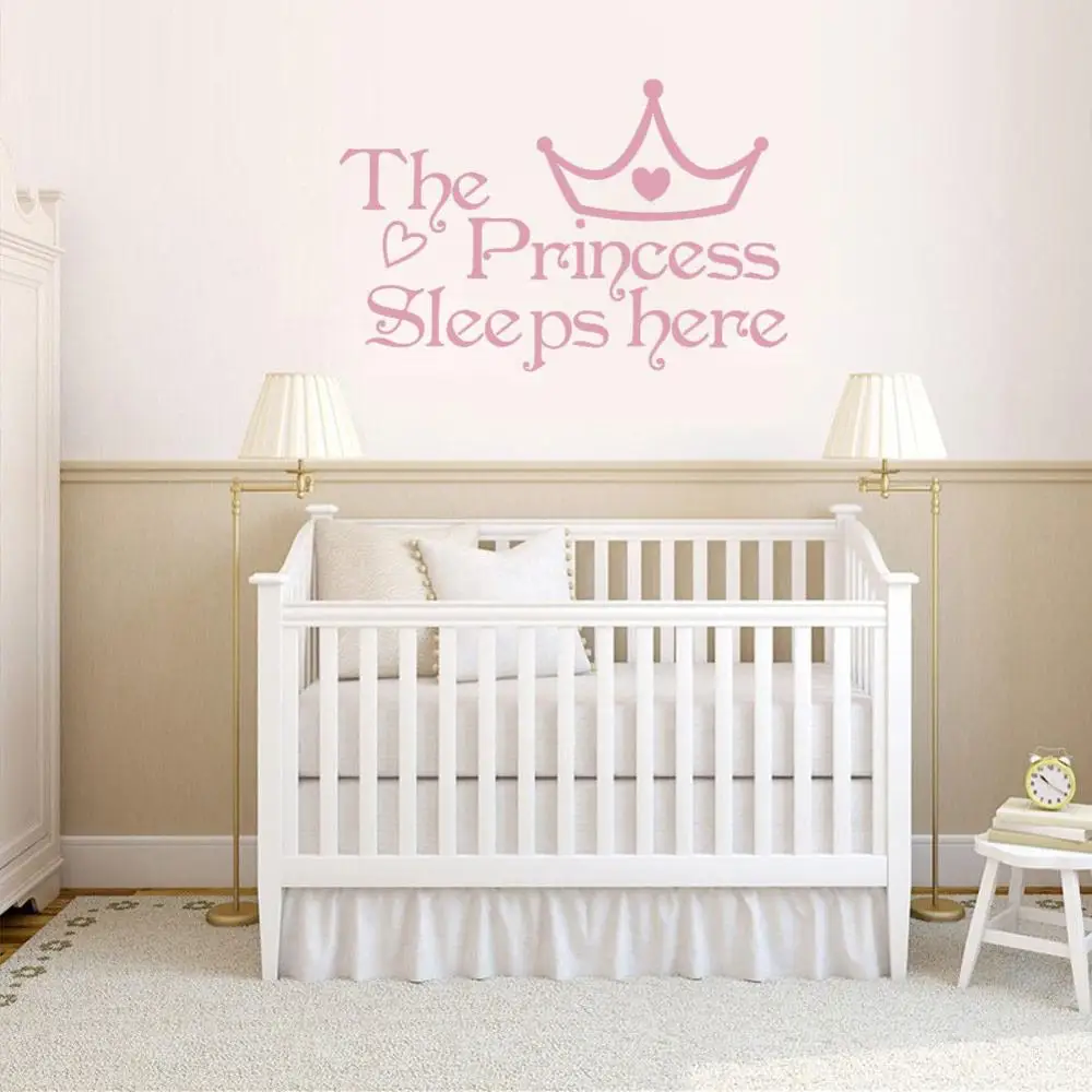 Принцесса спит здесь девочка спальня Декор фон украшение для дома наклейки