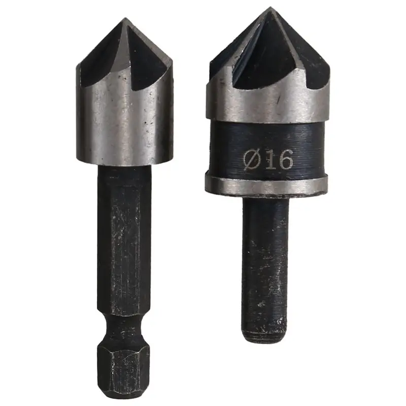 

5pc Industrial 5 Flutes Countersink Drill Bit Set Wood 45 Steel Working Chamfer