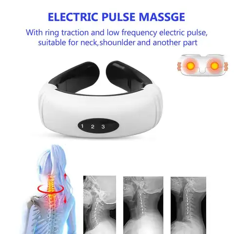 Электрический импульсный массажер для шеи и спины, интеллектуальный импульсный массажер для шейного отдела позвоночника, акупунктура, маг...