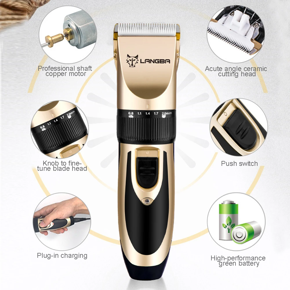 Pet Hair Clipper Professional Dog Trimmer Machine Rechargeable Electrical Low-noise Cat Animal Cutter Scissor K | Дом и сад