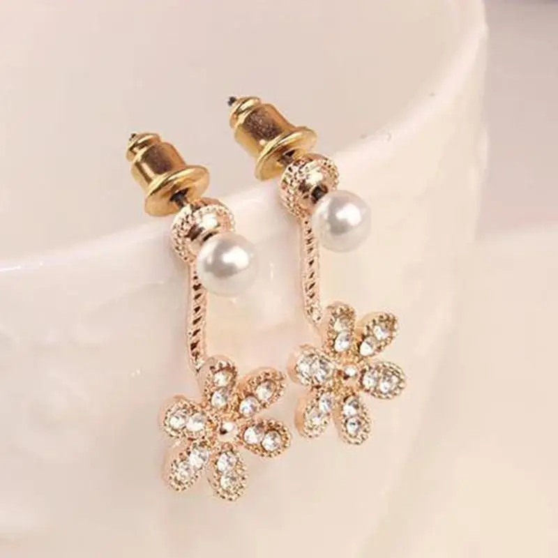 X женские серьги-гвоздики из сплава маленькие золотые серебряные жемчужные с