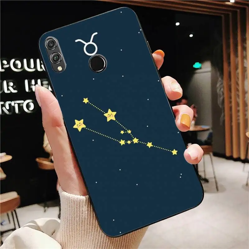 Yinuoda 12 созвездий знаков зодиака черный чехол для мобильного телефона Huawei P20 30 Lite