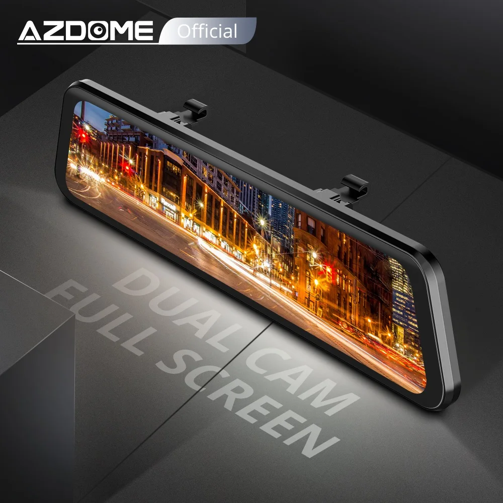 AZDOME PG02 Автомобильный видеорегистратор с ночным видением, камера заднего вида, 10 дюймов, зеркальная видеокамера, видеорегистратор, видеорегистратор FHD 1080 P, двойной объектив