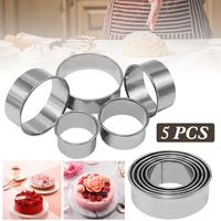 set round biscuit cutters stainless steel pastry dough cutter set round baking molds 5 sizes kitchen tools cookie mold cake mold