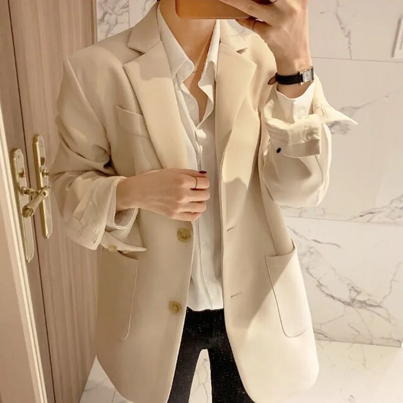 

Korean Style OL Work Wear Blazer For Women 2020 Autumn Slim Elegant Blazers Ladies Tops Suit Casual Single Breasted Coat