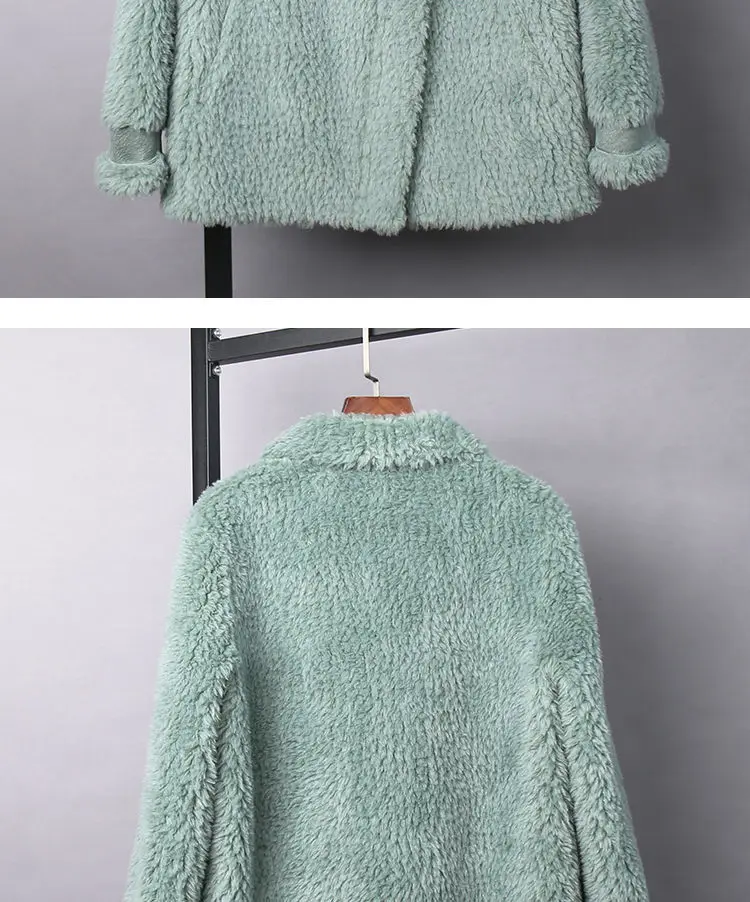 

Women 2020 Winter Casual Faux Sheep Shearing Fur Coat Female Turn-down Collar Jacket Ladies Fashion Solid Color Outwear S18