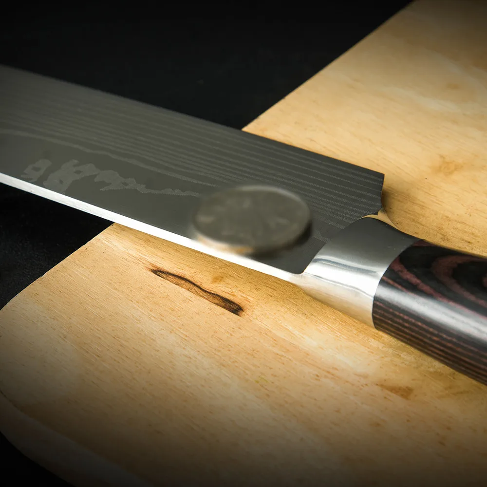 

Damask Laser Kitchen Knife 8 inch Professional Japanese Chef Knives Stainless Steel Nakiri Knife Full Tang Meat Cleaver Slicer