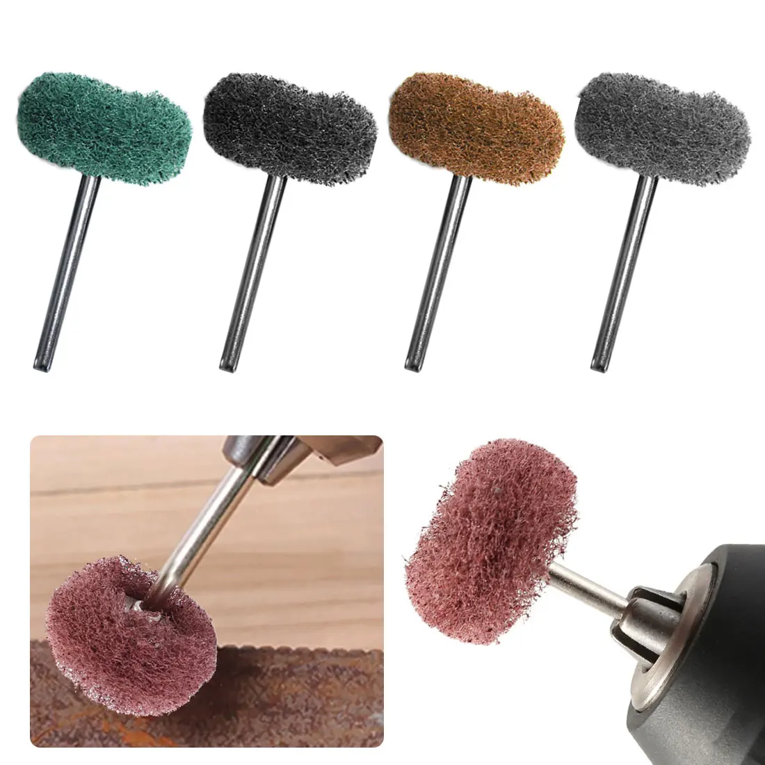 

10pcs Grinding Drill Abrasive Brush Buffing Polishing Wheels 2.35/3mm Shank Metal Polish for Dremel Rotary Tool Accessories Set