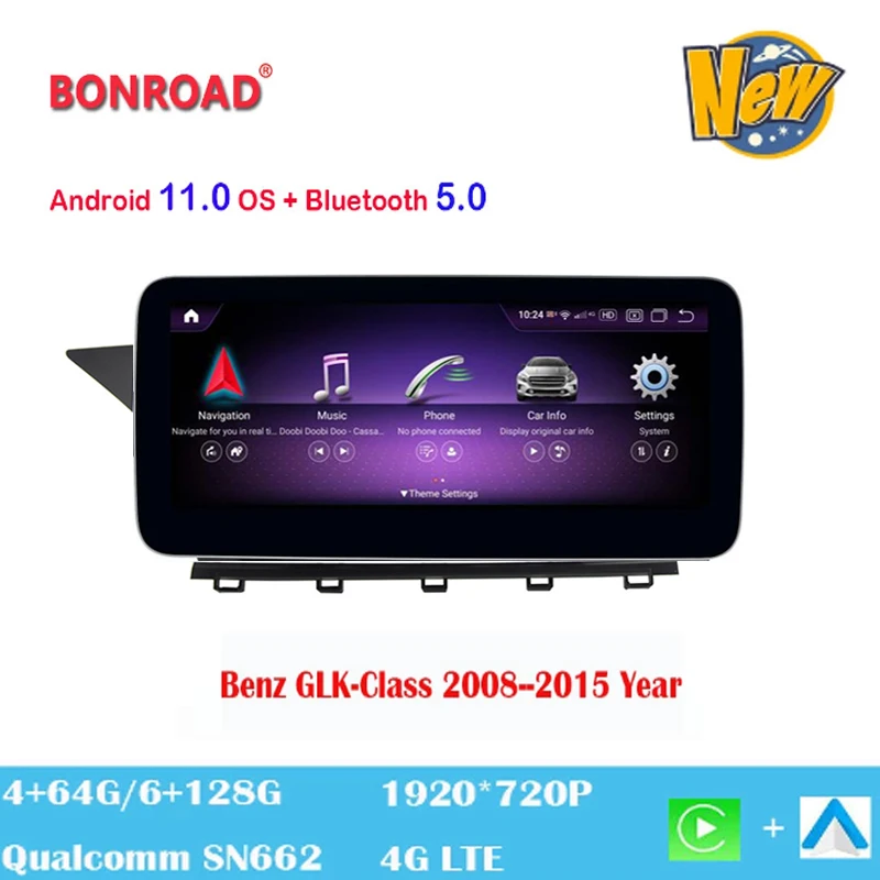 

Автомобильная Мультимедийная система Bonroad, 8 ядер, 10,25 дюйма, с экраном, для Mercedes Benz GLK Class X204 2008-2015, Android 11