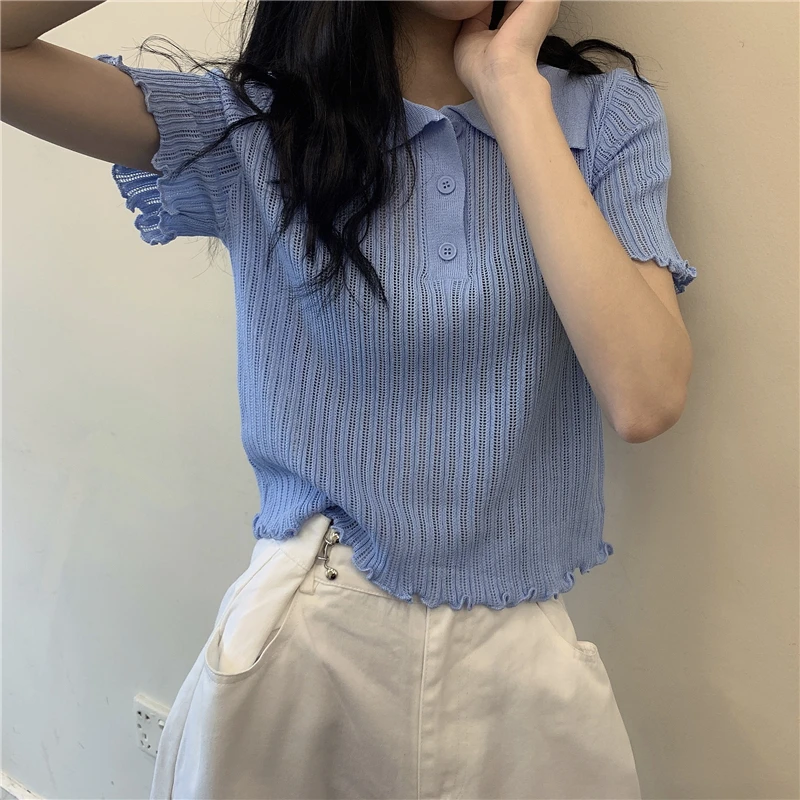 Женская летняя рубашка-поло женские шорты с коротким рукавом белый однотонный