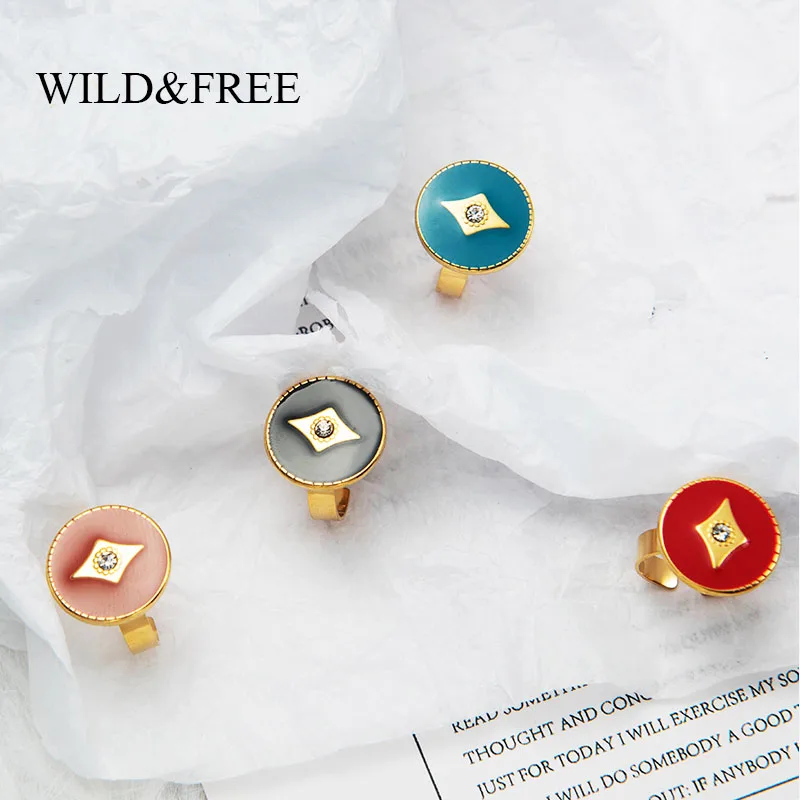 Простые широкие позолоченные круглые кольца для женщин из нержавеющей стали