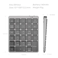 aluminum alloy 28 keys bluetooth wireless numeric keypad with more function keys 140mah mini numpad for accounting tasks