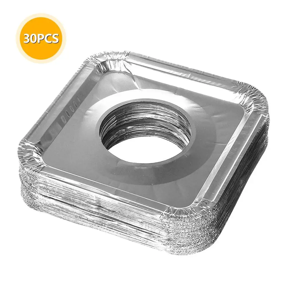 

30pcs Kitchen Oil Proof Stove Liners Disposable Aluminum Foil Stove Burner Covers Gas Oven Pad For Cooking Kitchen Accessories