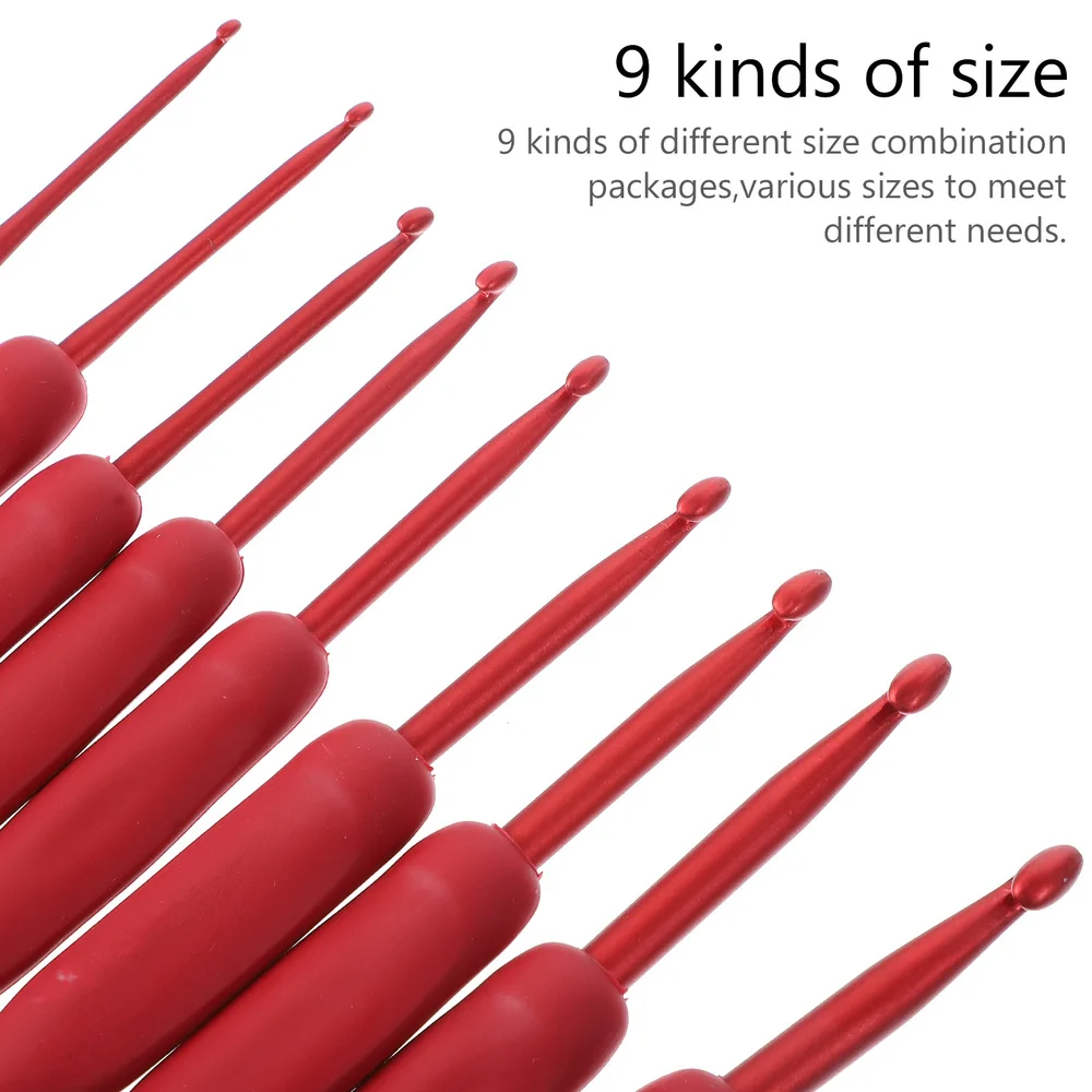 

9pcs Practical Weaving Tools Set Silicone Handle Crochet Hooks Kit for Home Use