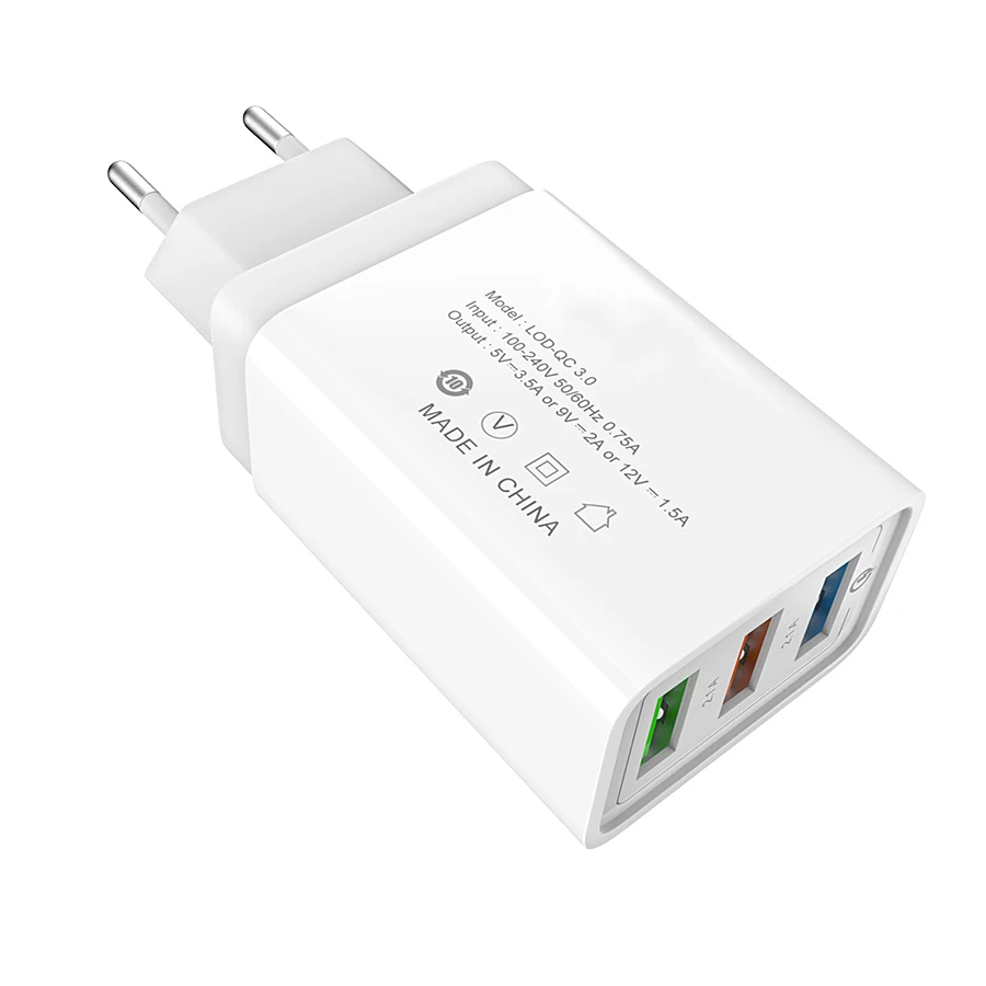 W02- EU USB зарядное устройство адаптер Быстрая зарядка мобильного телефона 3 отверстия зарядное устройство QC3.0 ЕС Разъем для iPhone samsung Xiaomi huawei - Тип штекера: W02- EU