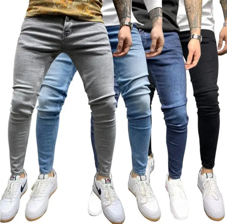 

Men Elastic Jeans Waist Skinny Jeans Men 2021 Stretch Ripped Pants Streetwear Mens Denim Jean Pantalones De Hombre De Moda