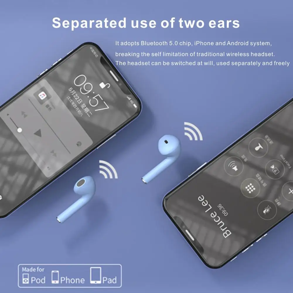 HXB Bluetooth наушники беспроводные TWS стерео HiFi водонепроницаемые Pod Mic Гарнитуры для