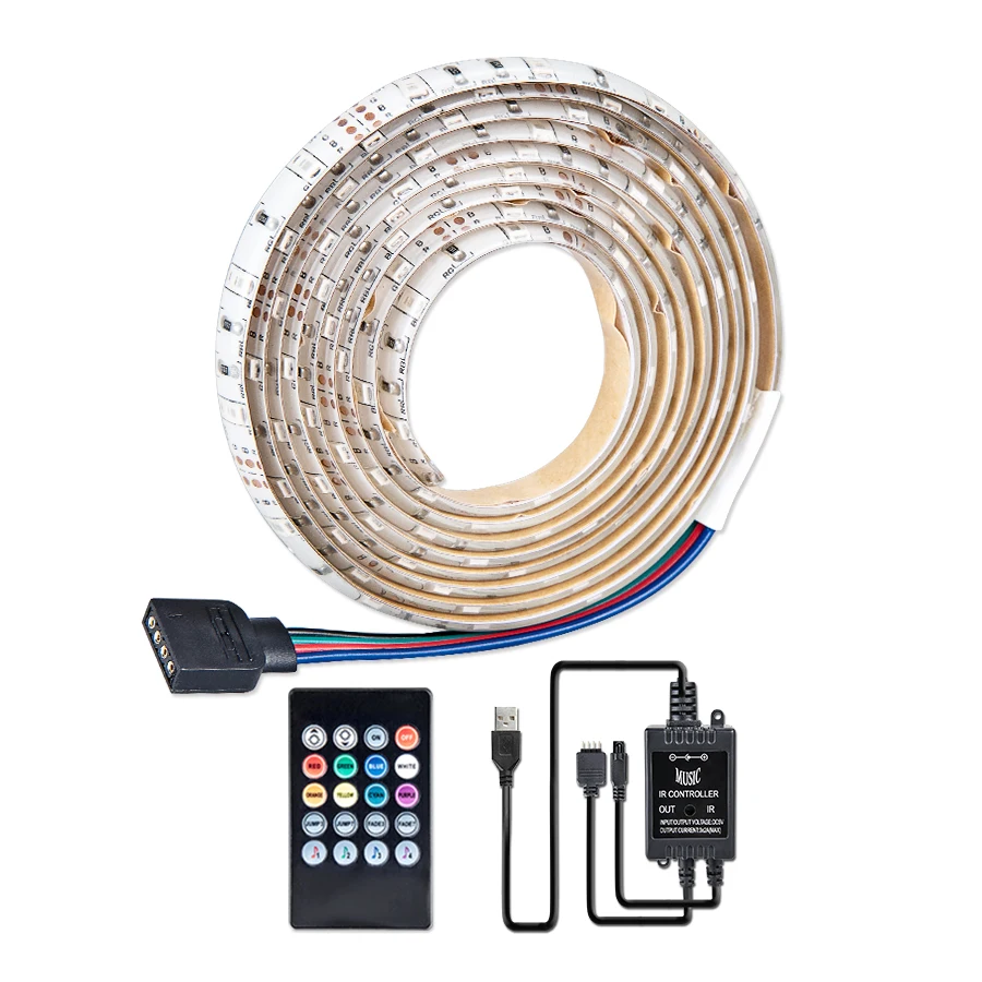 LED RGB Strip light Tape 5050 DC5V USB Cable 1M 2M 3M DIY HDTV TV Background Bias lighting PC Screen Decoration lamp | Лампы и