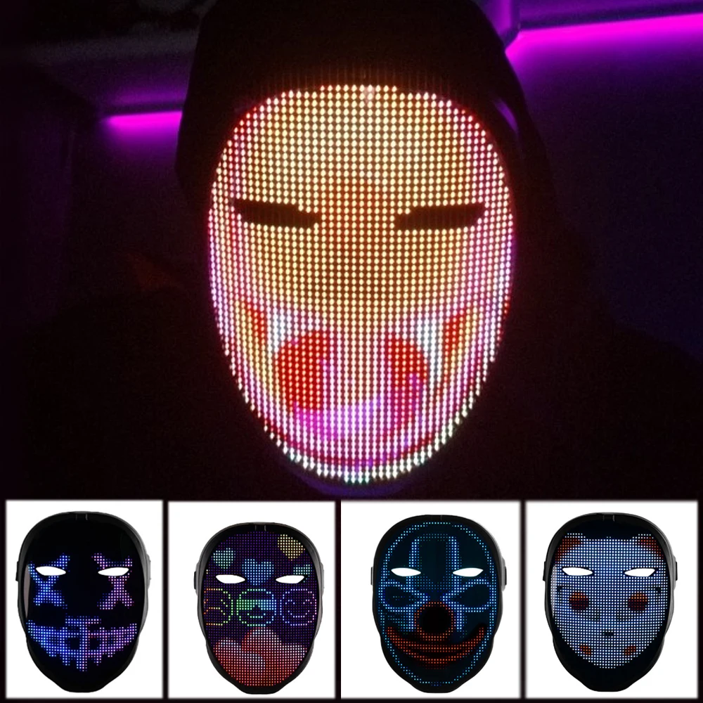 

APP Control DIY Shining Mask Full-Color For Ball Festival DJ Party Christmas Mask Halloween LED Face-Changing Glowing Mask