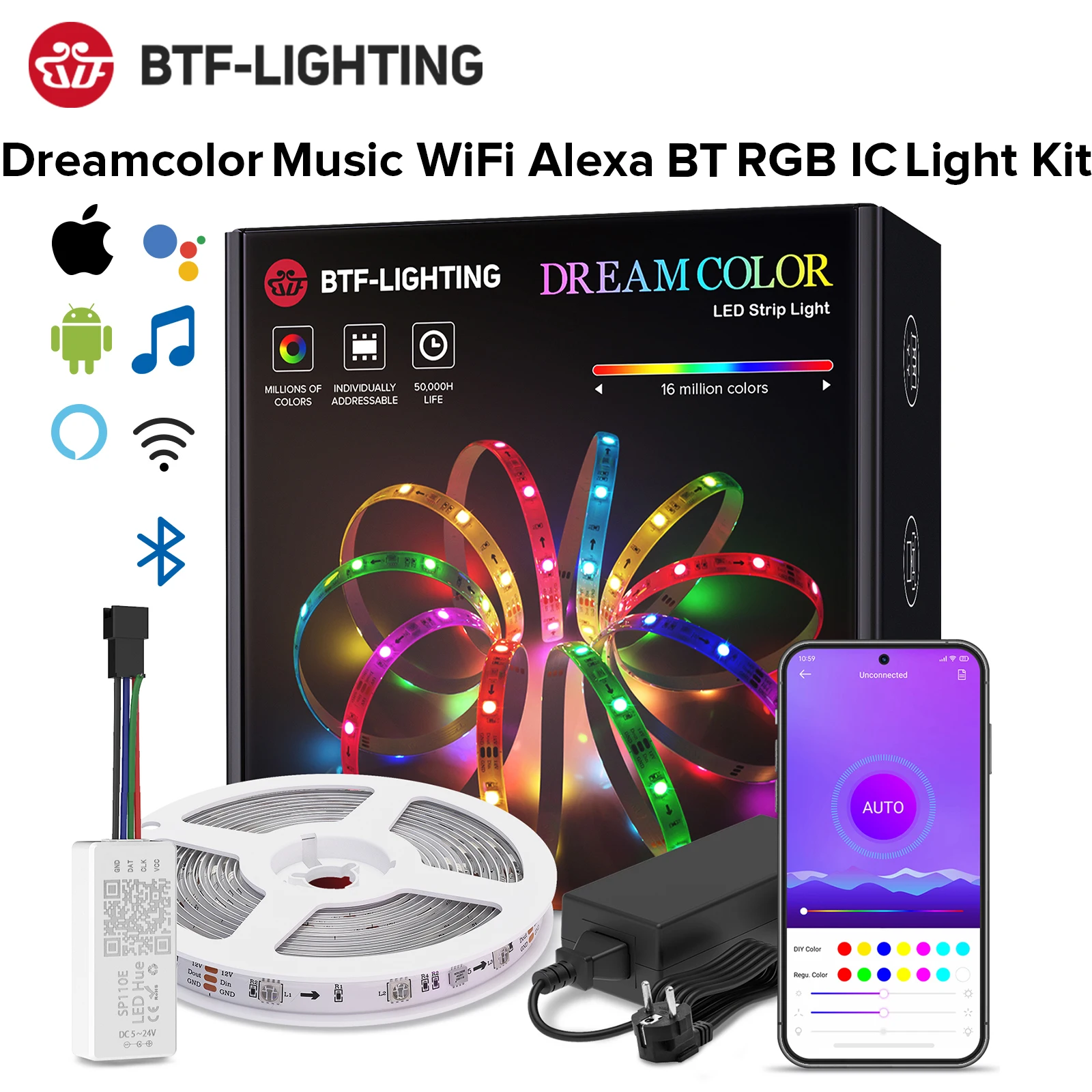 Светодиодная лента 10/15/20 м с поддержкой Wi-Fi Alexa Bluetooth | Лампы и освещение