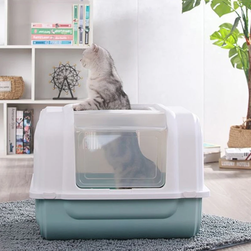 Большой контейнер для кошачьего туалета Вместительный бокс с песком домашних