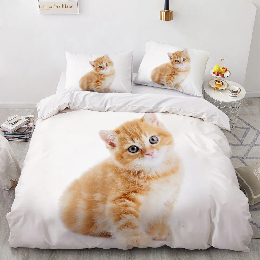 

Pet Cat Beddings Custom Design Animal Duvet Cover 3D Sets Gray Bed Pillow Cases 200*230cm Full Twin Double Queen Size