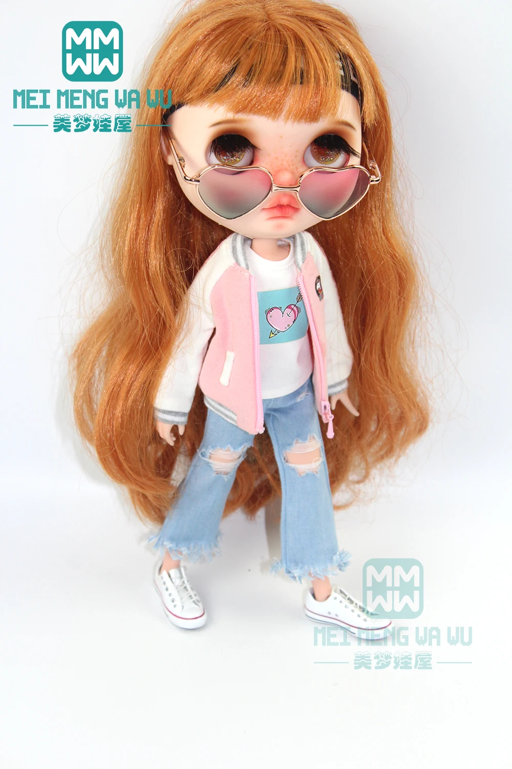 1 шт. кукла Blyth розовая толстовка жилет джинсовые шорты для Azone OB23 OB24 1/6 аксессуары