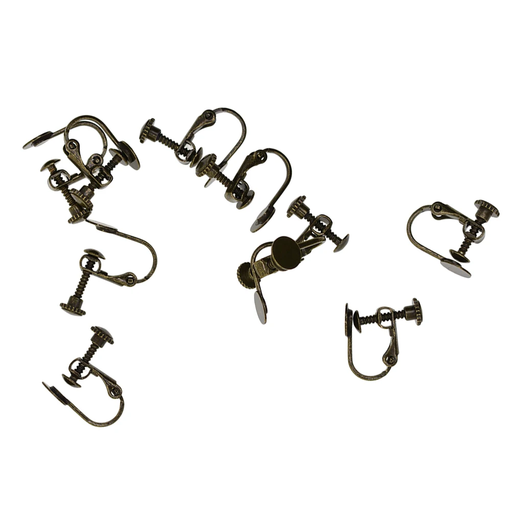 

10 Pieces Adjustable Screw Earring Clips Ear Wires Pad for Jewelry Findings