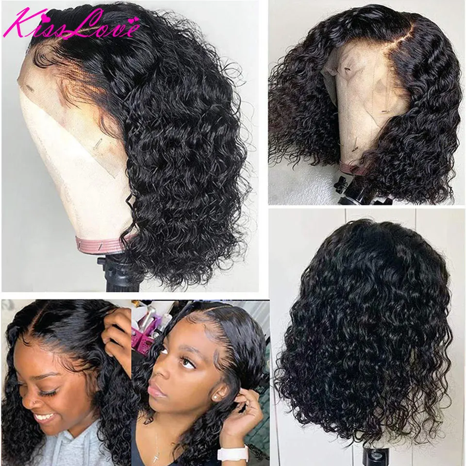 Кудрявый Боб кружевные передние человеческие волосы парики с детскими волосами