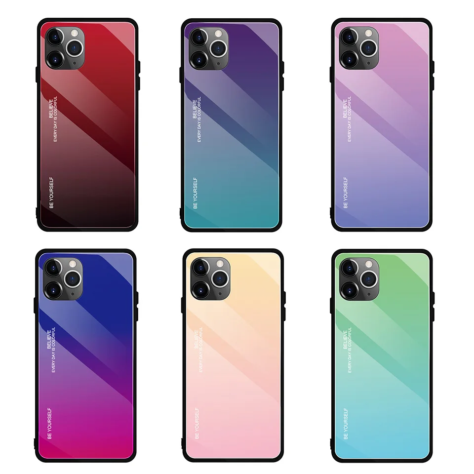 Чехол 9H из закаленного стекла для Apple iPhone11 iPhone 11 Pro Max Ультратонкий Роскошный чехол