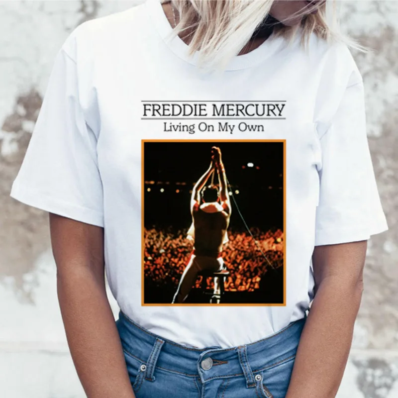 Новинка женская футболка топы с короткими рукавами и футболки Freddie Mercury Queen Band
