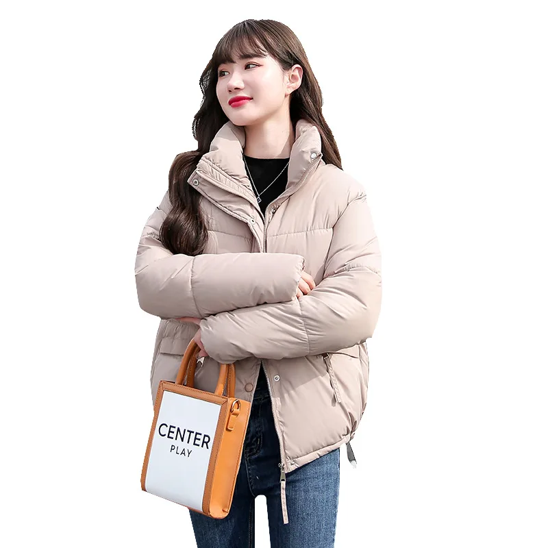 

Women Winter Short Stand Collar Windproof Bubble Coat Puffer Jacket Cotton Padded Parkas Warm Outwear Overcoat