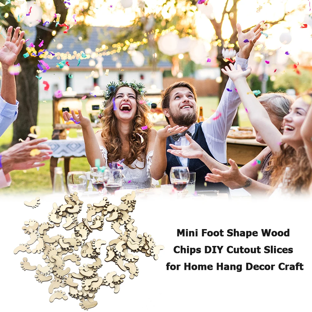 Деревянные Мини-чипы в форме ног Свадебный домашний подвесной декор подвеска