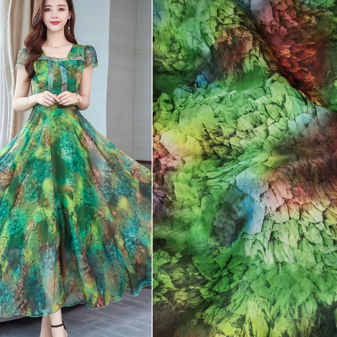 Thin Chiffon Fabric Flowing 30D Digital Print Stylish Scarf Dress Material