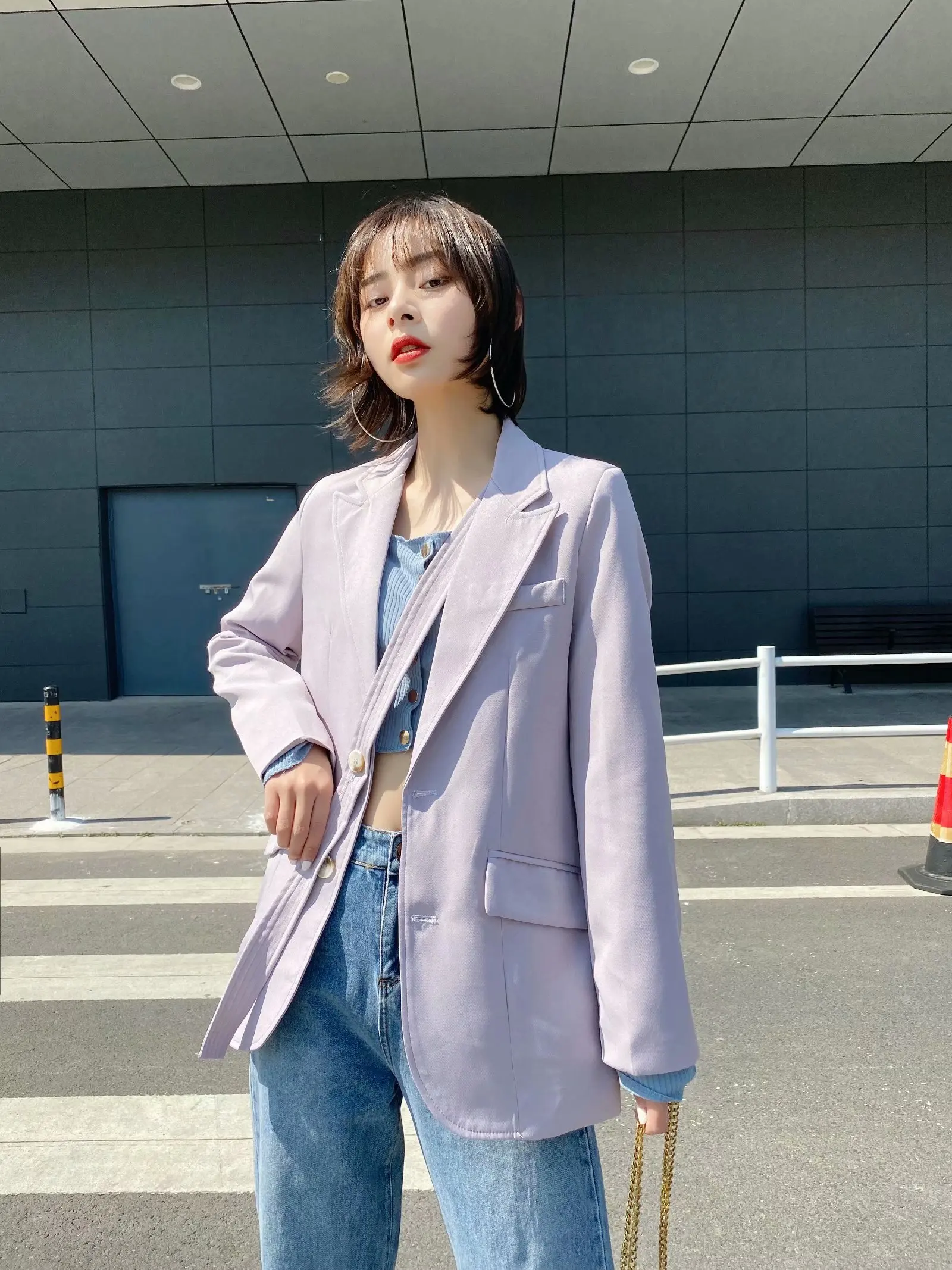 Women's blazer autumn new style fashion temperament commuter button tie lace suit collar long sleeve women blazers suit jacket