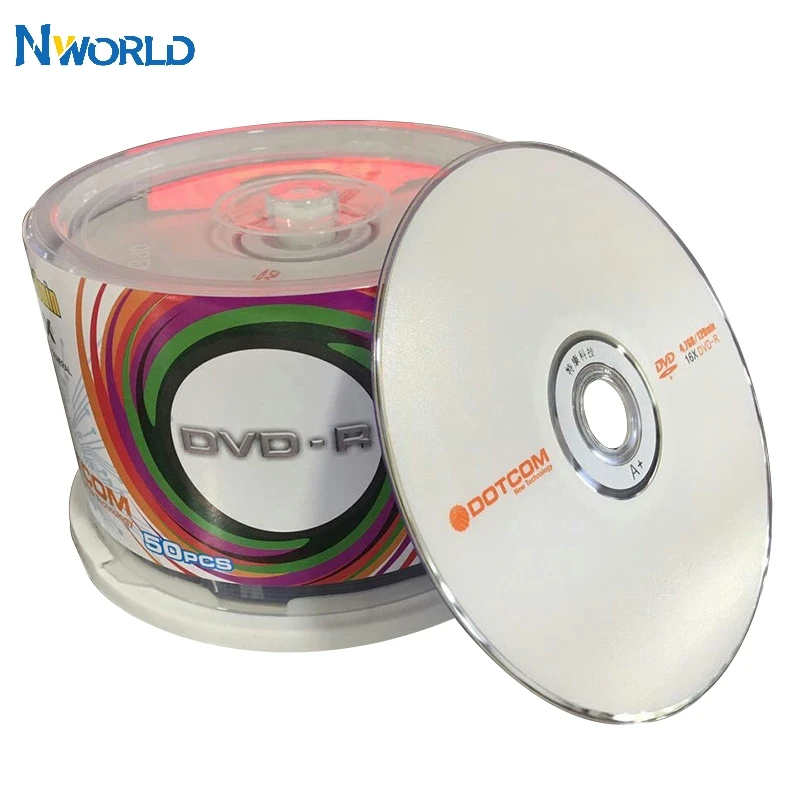 Unidades de DVD en blanco DVD-R, 4,7 GB, 16X Bluray grabable, escritura compacta, una vez que se almacenan los datos, discos DVD vacíos, 50/lote