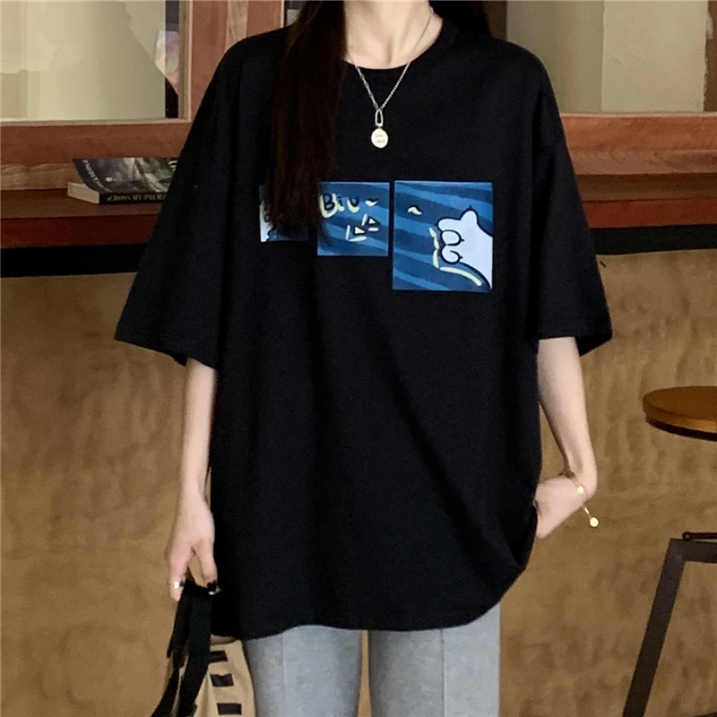 

Japanese Vintage Short Sleeve T-shirt Women's Loose Korean Ins Trendy Harajuku Chic Hong Kong Style