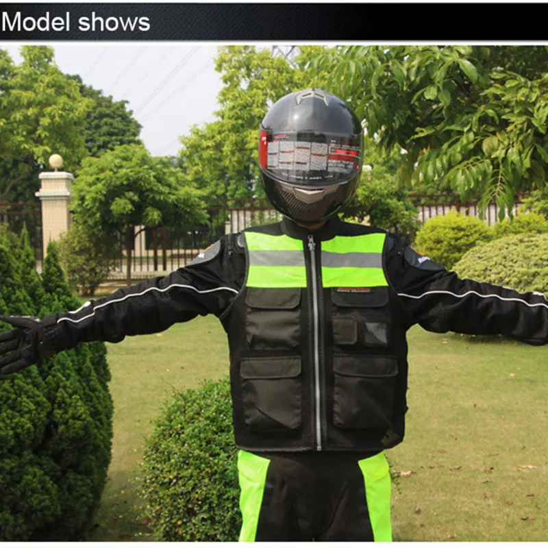 Светоотражающий жилет для езды на мотоцикле защитная куртка с защитой сзади JK-34 |