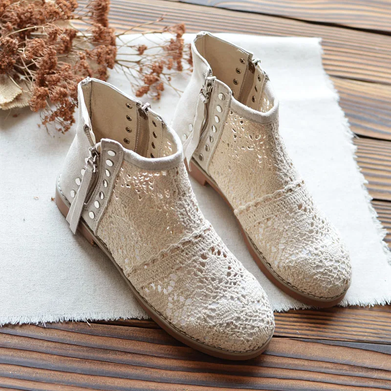 Летние ботильоны 2021 новая обувь кружевные сетчатые крутые сапоги ажурные модные