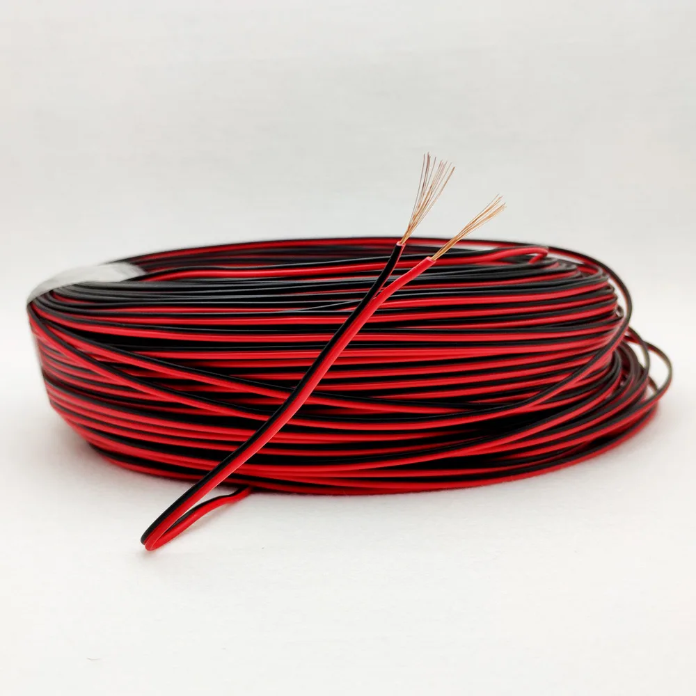 5 м 20 м 100 м 150 м 2Pin светодиодный кабель 22AWG, медный красный черный кабель 22 AWG Удлинительный провод для светодиодной ленты, ПВХ изолированный электронный провод
