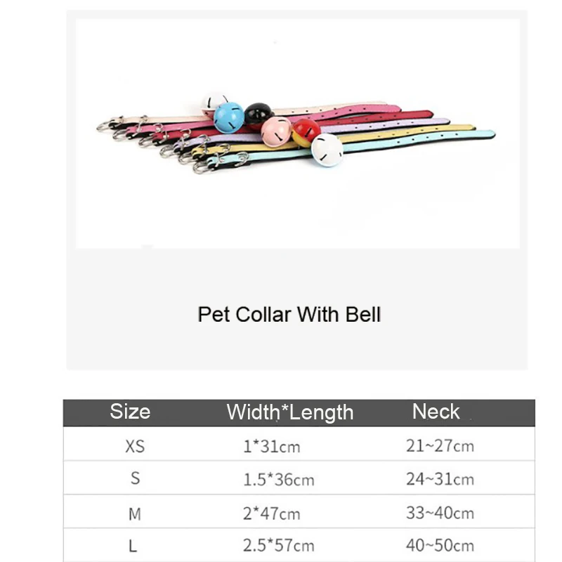 

For Cat Dog Vest Adjustable Metal Lock Traction Collar With Bell,Solid Color Cat Bell Collar Dog Neck Strap Cat Supplies Collar