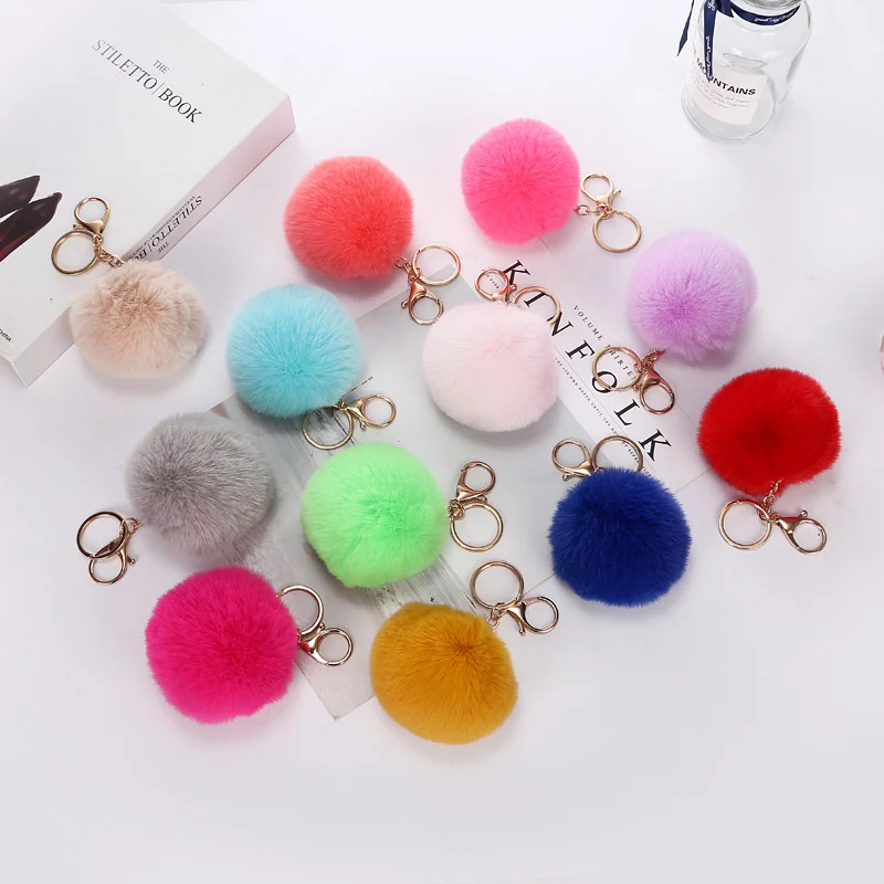 

New fashion imitation rabbit fur ball keychain ladies luggage pendant artificial fur ball jewelry key chain jewelry wholesale