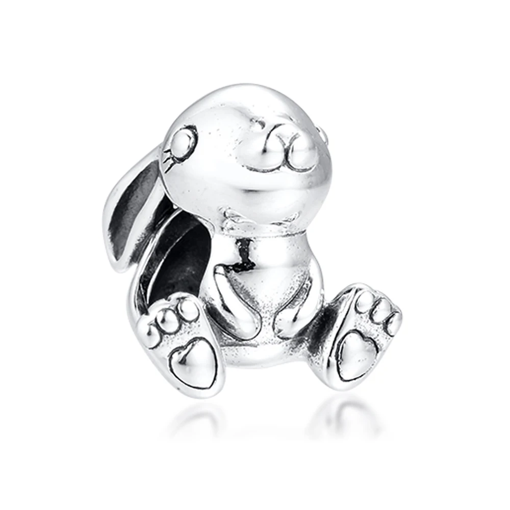 

QANDOCCI 925 Sterling Silver Spring Beads Nini the Rabbit Charm Fits Original Pandora Charms Bracelets for Women Fashion Jewelry