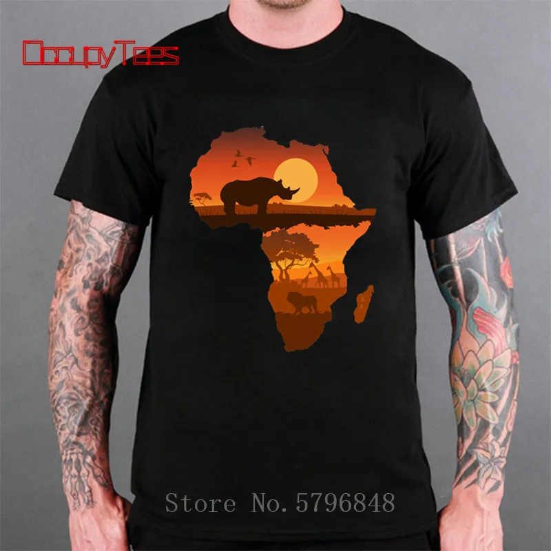 Африканский Savannah сафари носорог Лев футболка King карты мира Новые Новое