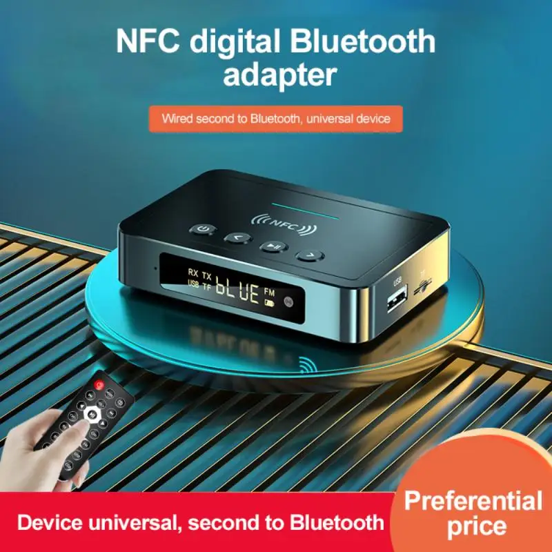 

V5.0 Bluetooth Receiver Transmitter FM RX TX Three-in-one Stereo AUX 3.5mm Jack RCA Optical Wireless NFC Bluetooth Audio Adapter