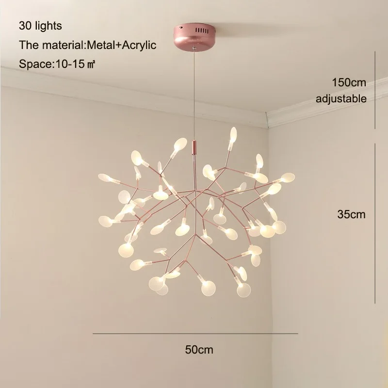 30 lights Современная светодиодная люстра под цвет розовое золото подвесные светильники для гостиной скандинавские акриловые ветви на кухню люстра потолочная в гостиную дизайнерские промышленные люстры потолочные в интерьере - Цвет абажура: 30 lights