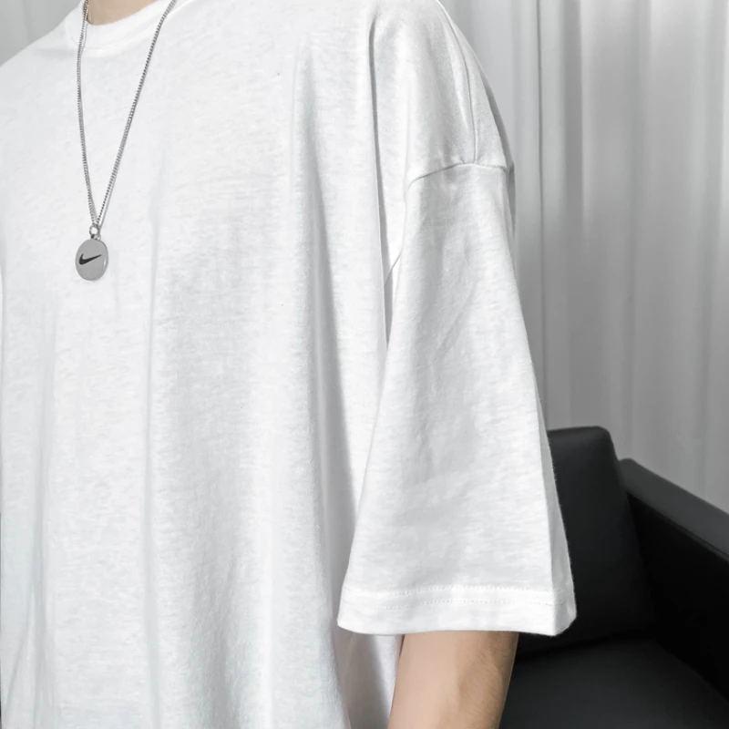 

Short Sleeve T-shirts Men Side-slit Solid Large Size 3XL Summer New Japanese-style Simple Hip-hop Asymmetric Streetwear Ulzzang