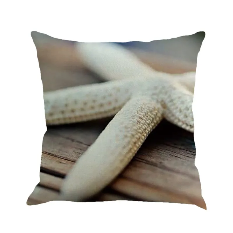 Пляжный чехол для подушки с изображением морской звезды раковины голубого