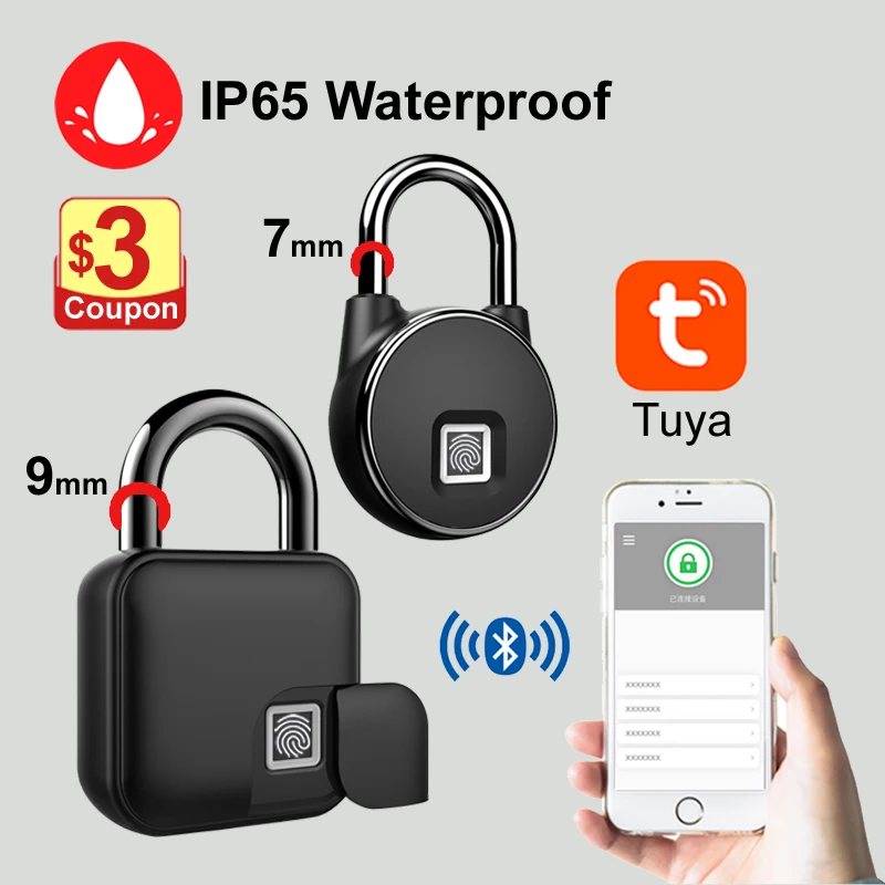 

Tuya Smart Home Fingerprint Lock Bluetooth Fingerprint Padlock Door Lock IP65 Waterproof Keyless USB Rechargeable House Locks